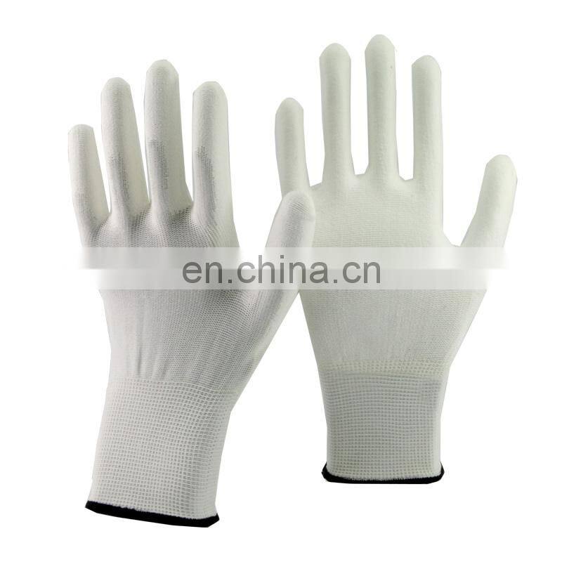 13 Gauge Polyester PU Palm Coated Gloves Protective Work Hand Gloves
