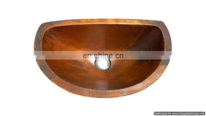 copper hammered round shiny sink