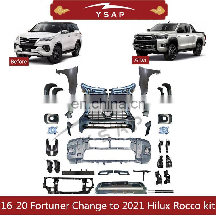 High quality upgrade body kit facelift kit for 2012-2015 Fortuner Change to 2021 Hilux Rocco kit