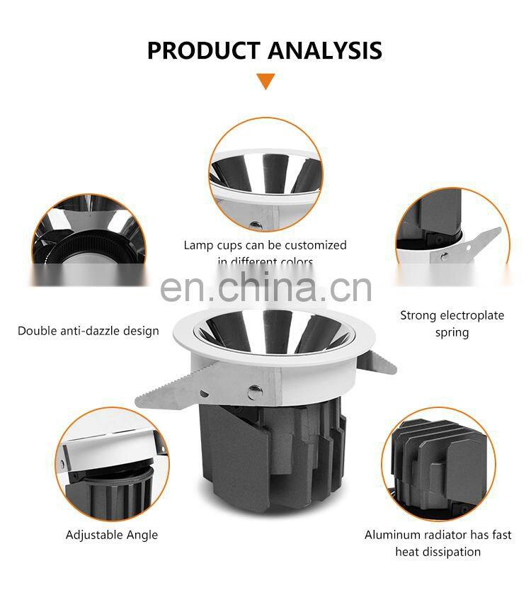 ALLWAY Guaranteed Quality Gold Black Reflector Color Recessed Mount 5w 9w 15w Led Spot Downlight