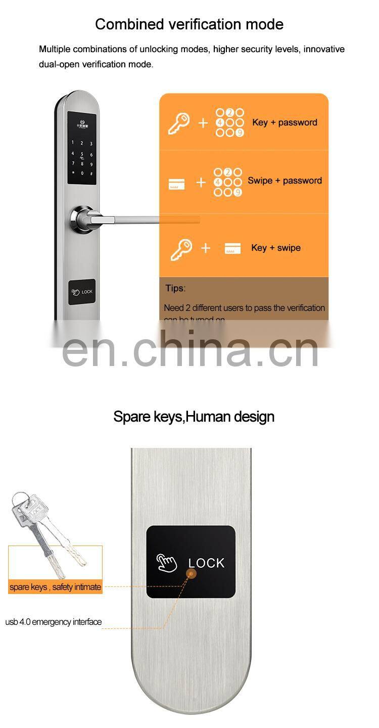 Waterproof Stainless Steel Sliding glass rfid smart Electronic door lock
