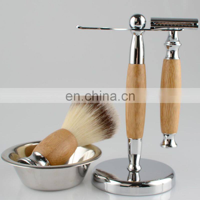 Simple Customized Eoc-friendly Bamboo Men Badger Brush Shaving Razor Set