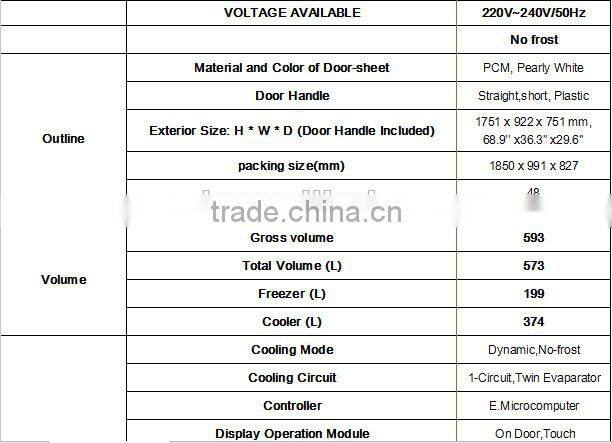 large capacity side by side no-frost refrigerator with waterdispenser and ice box