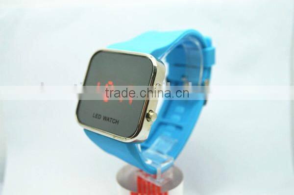 led jelly electronic watches mirror watches with silicone band, bright led lights,alloy watch case