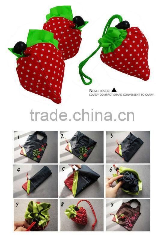 Good quality canvas strawberry drawstring bag, nylon string shopping bag