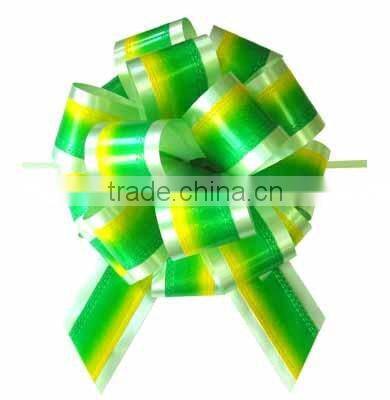 double gold-lines poly ribbon pull bow for decorative birthday flower or gift packaging