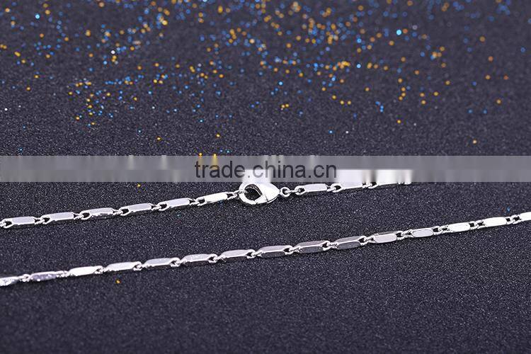yiwu wholesale jewelry rhodium plated brass chain beautiful oblong shape necklace