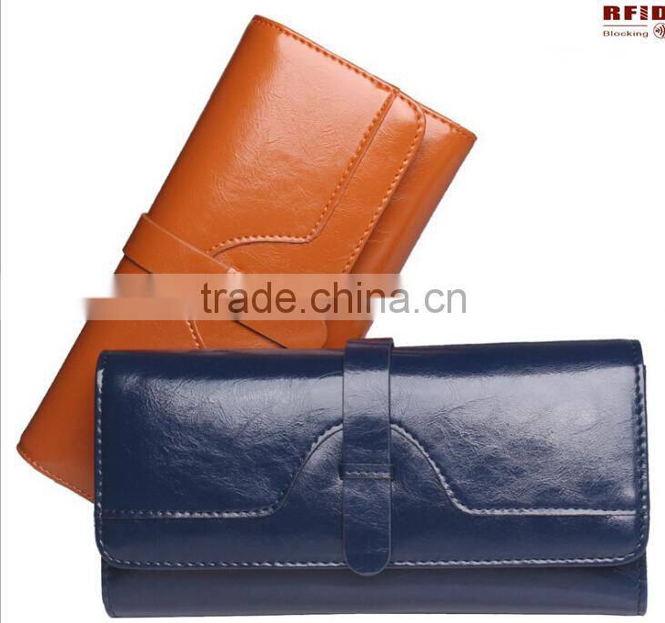 Genuine leather Rfid Blocking Fashion Lady Purse/Wallet