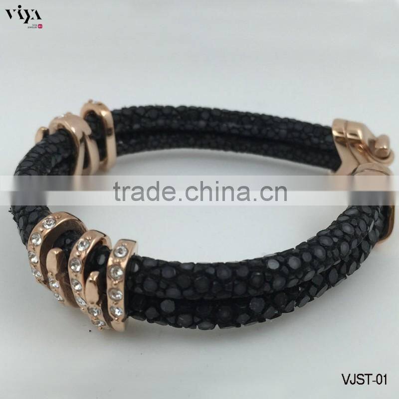 2016 Best Selling Products Stingray Leather Bracelet with 316L Stainless Steel Bracelet Jewelry for Wholesales