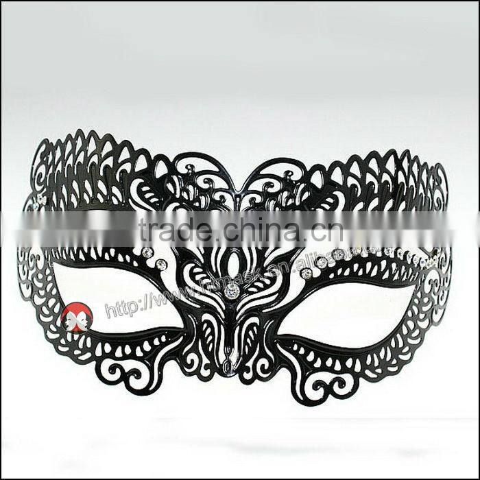 Fast Delivery Small Wholesale Venetian Party Mask, Filigree Metal Party Mask Black Masquerade Metal Party Mask