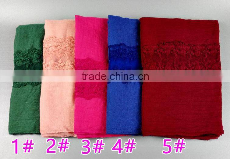 Top Quality Long Cotton Plain Fashion Women Lace Shawl