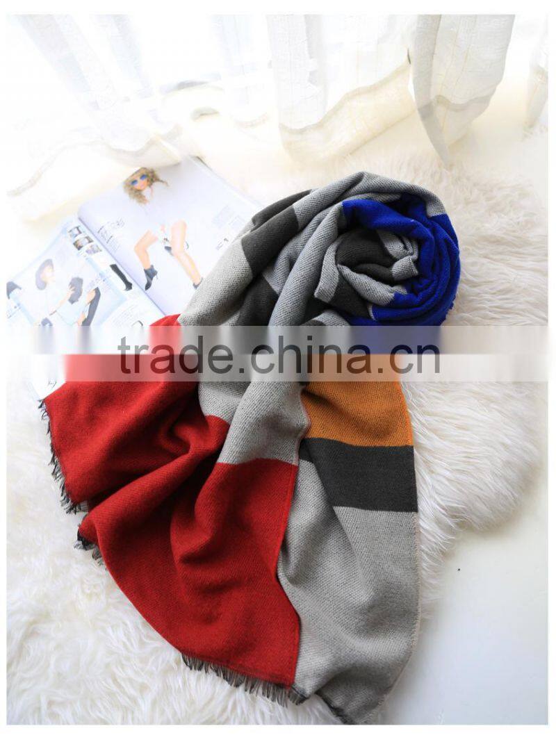 Wholesale Winter Striped Acrylic Pashmina Thick Ladies Winter Shawl