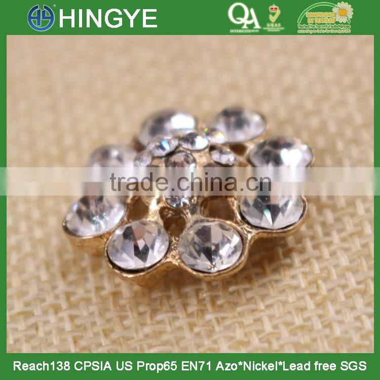 Gold plating wholesale rhinestone flower button 15772-1
