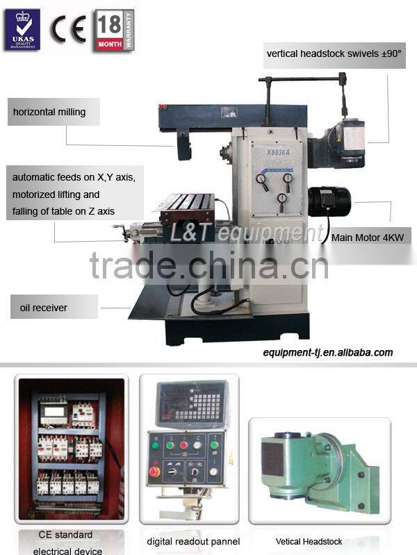 X6036A High Precision Gear Head Universal Drilling And Milling Machine