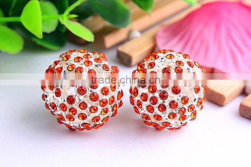 AAA Quality 20mm large fashion alloy rhinestone ball crystal bubblegum loose charm beads for DIY jewelry making!!