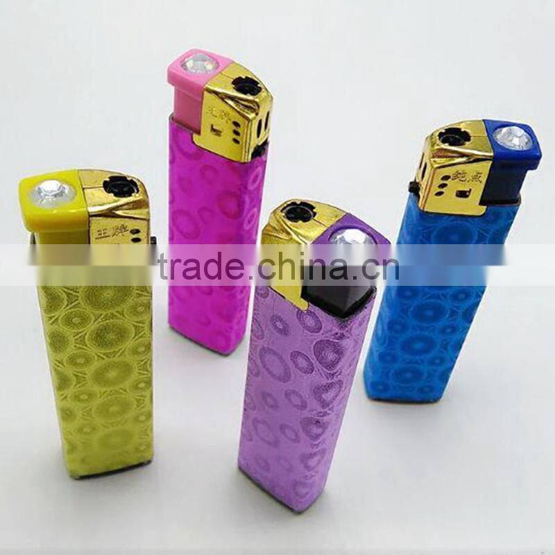 Customized paper rhinestone lighters crystal auto cigarette gas lighter importers
