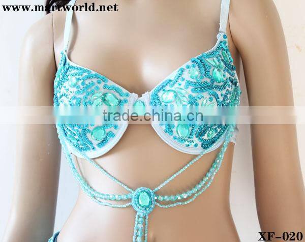 light blue bra and belt latin costumes for women (XF-020)