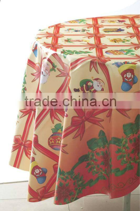 christmas plastic tablecloth PVC with flannel backing