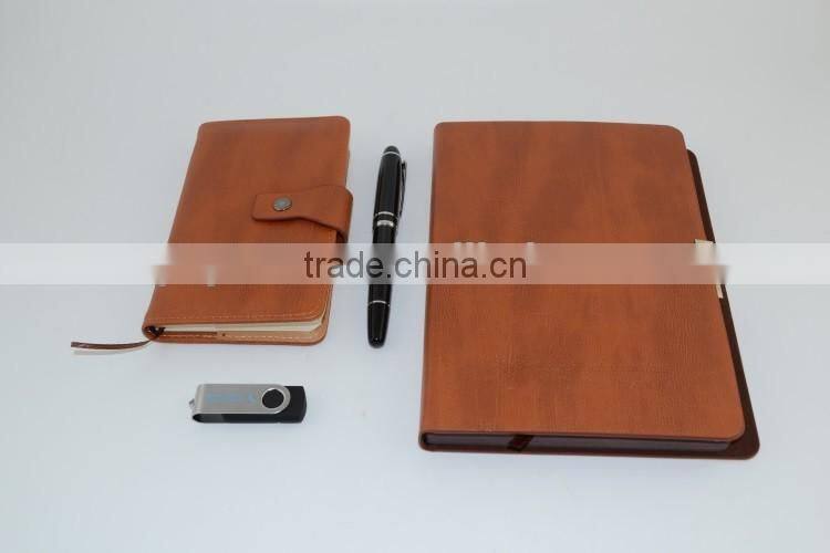 PU Leather Notebook USB Flash Drive Ball Pen Office Stationery Gift Set