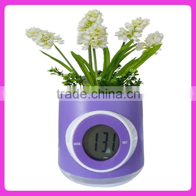 Promotion gift beautiful flower pot electronic digital clock