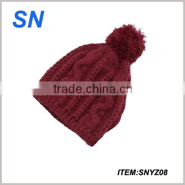 custom novelty acrylic knitted pom pom hat lady