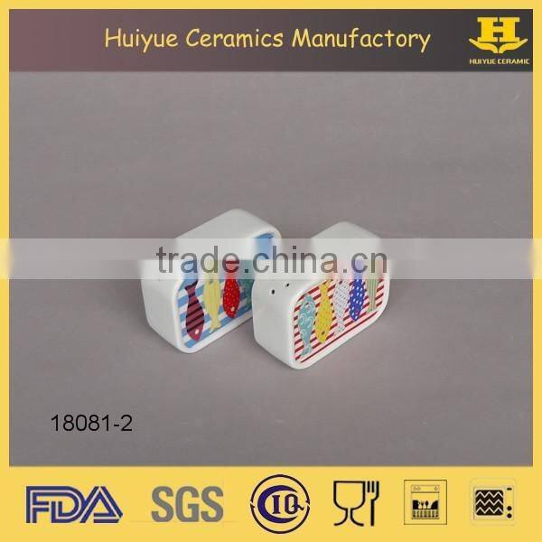 Ceramic condiment set, decorative salt and pepper shakers