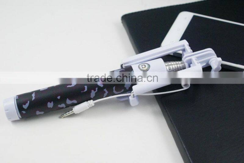 Monopod Cable Wired Selfie Stick Sefie for mobile phone camera antiskid pattern monopod