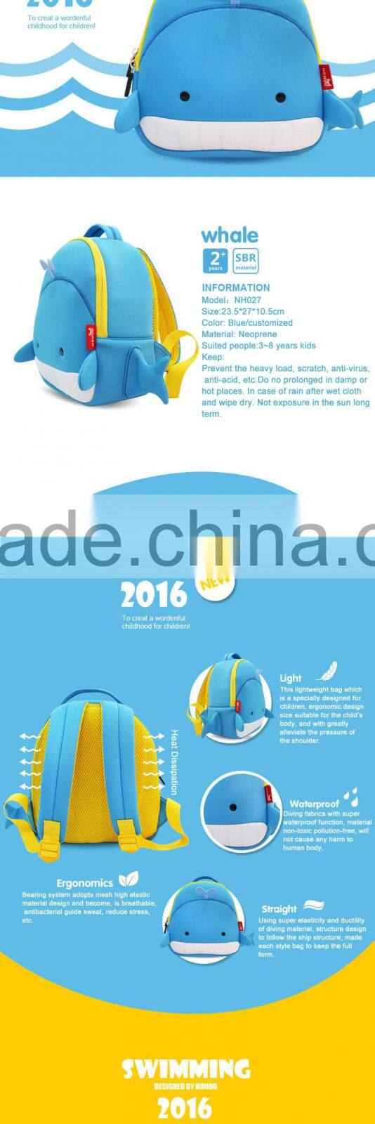 Environmental neoprene school bag ,light weight kids cartoon backpack