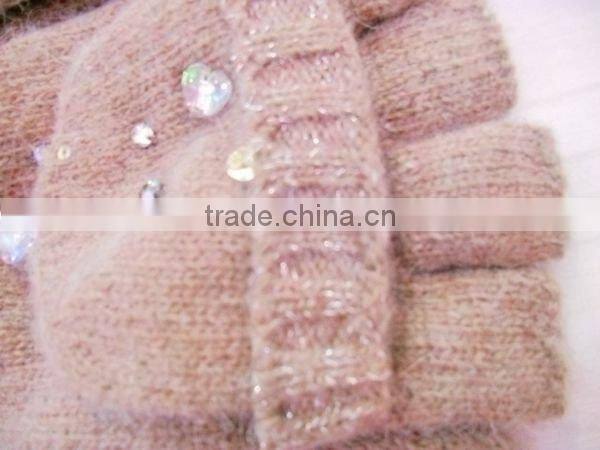 fashion Angora wool gloves scarf set