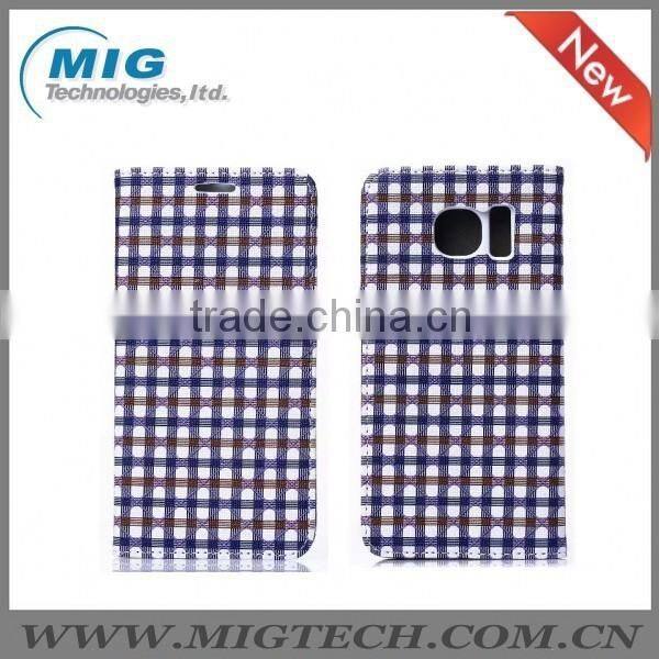 For samsung galaxy S6 Grid pattern PU leather case Cell phone case, For Samsung S6 or For Samsung S6 edge