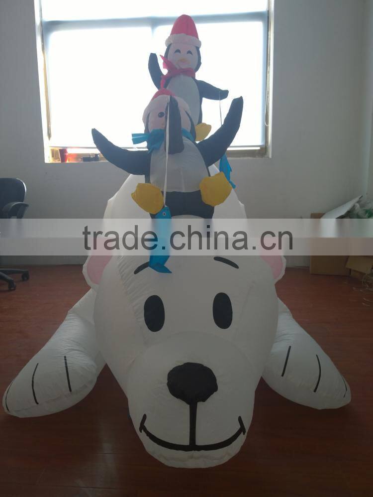 DJ-XT-48 Illuninate Inflatable Polar Bear with Fishing Penguins Outdoor Christmas Display