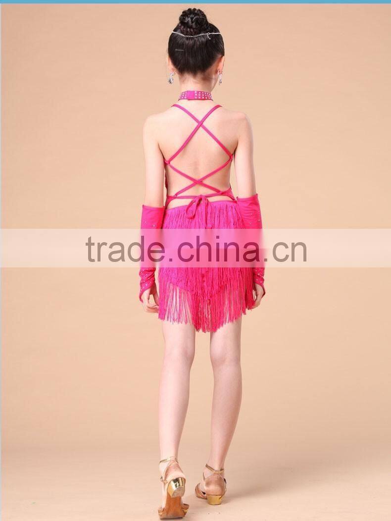 2016 High quality XXL plus size sexy girls latin dance costumes cheap children latin fringe dress on sale