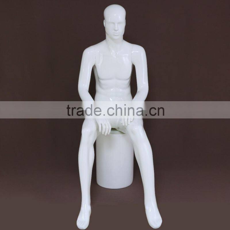 Window display sitting cool Full body muscel men frock mannequin male