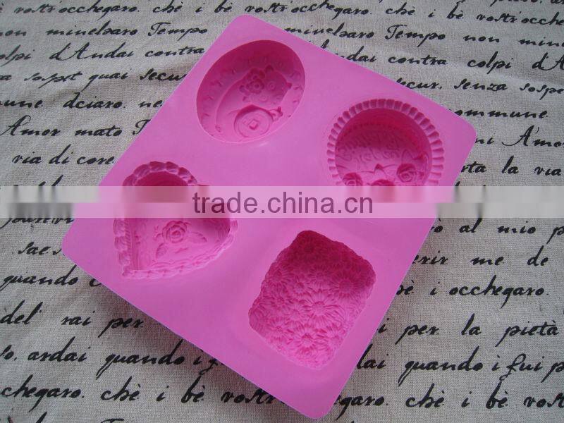 engraved 4 cavities silicone soap mould
