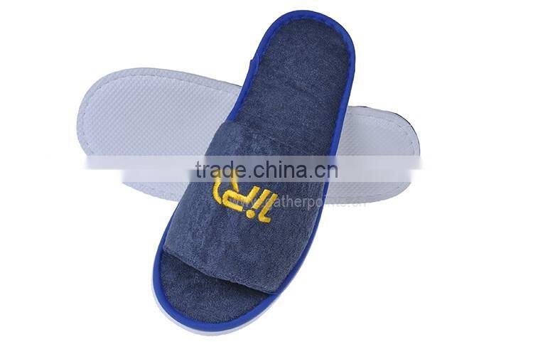 High Quality New Design Cotton Velour Open Toe Hotel Slipper