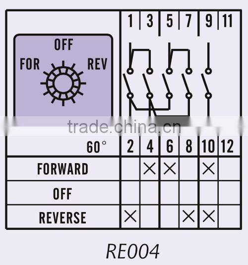 25A 2-CELL 4POS Reversing Cam Switch