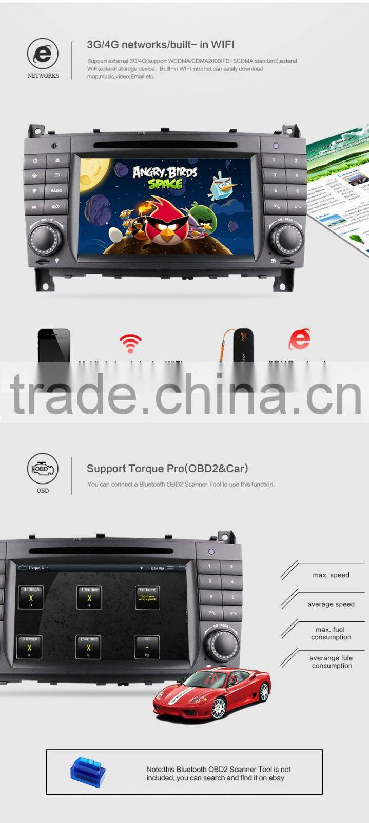 7 inch double din car DVD player with GPS MP3/MP4 player mutimedia FM