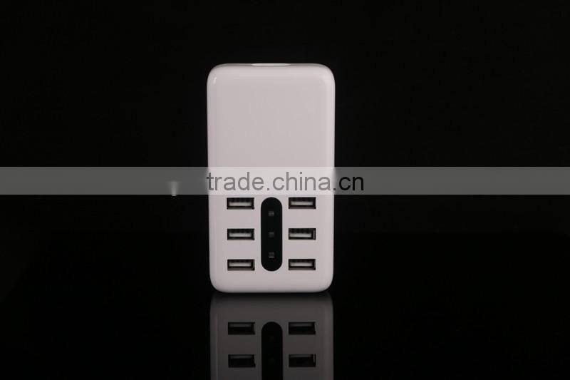 5V/6A 6-Port USB Desktop Charger/Portable Charger All-In-One Travel Charger for iPhone, iPad, iPod, Smartphones