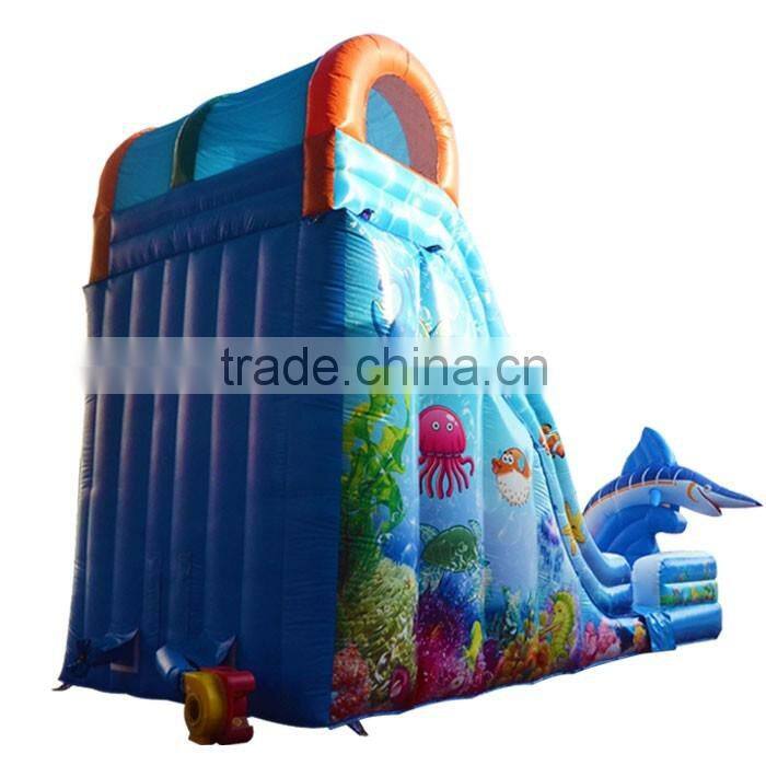 big fish attack outdoor sports equipment air trampoline prices, adult and baby inflatable used water slide for sale