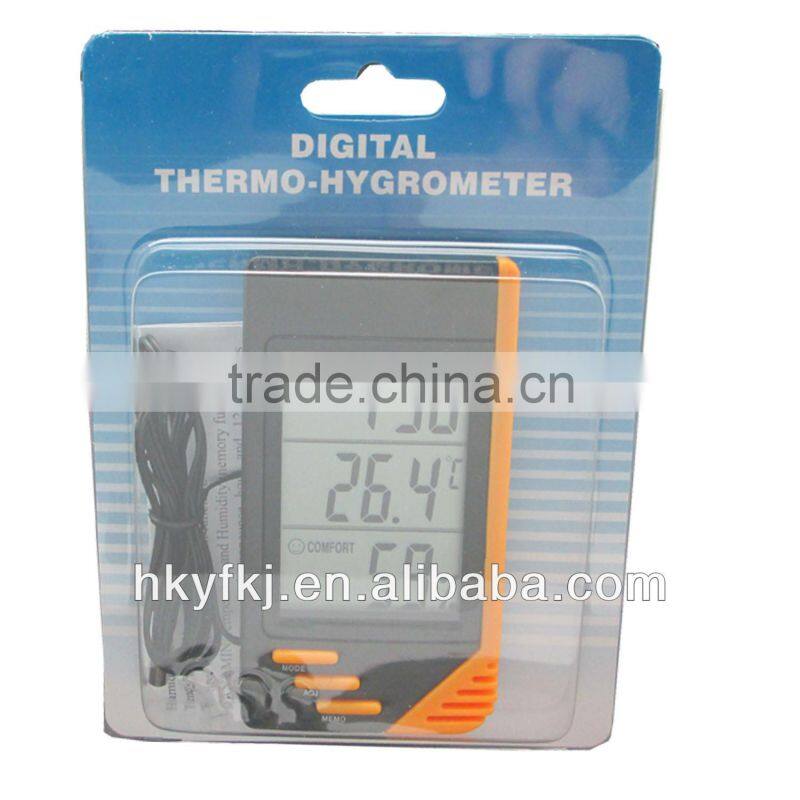 2016 hot sell! House used digital thermo-hygrometer ,indoor/ourdoor thermometer with time.
