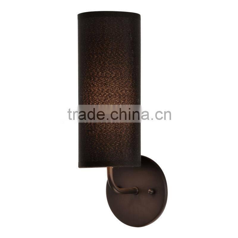 up and down metal wall light with black shade