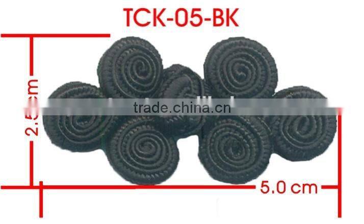 Height 2.5 Centermeter All Black Sew On 100% Nylon Chinese Knot Frog Buttons