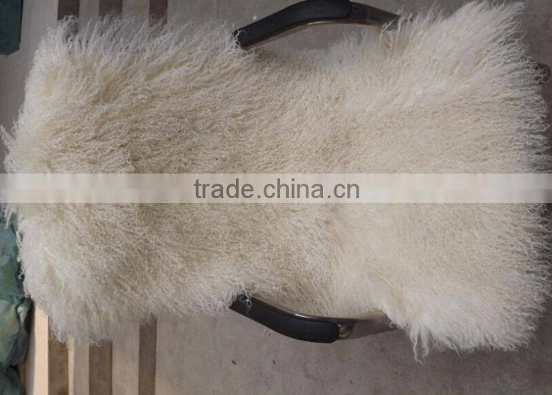 White Color Mongolian Sheep Fur Skin / Long Haired Sheep Fur Skin