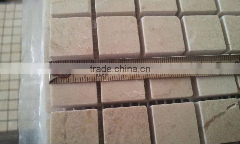 Crema marfil marble mosaic tiles on mesh