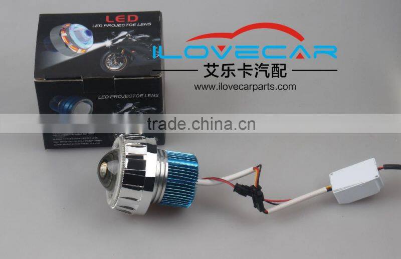 Wholesale price motorcycle Headlight kit, LED projector lens with cloorful angel eyes