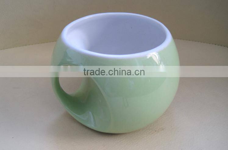 creative fancy peculiar football shape red yellow orange blue and green ceramic coffee mug