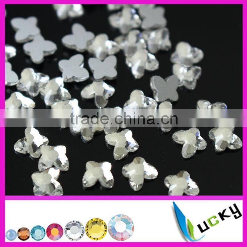Wholesale 2015 new design shaped nail crystal flat back non hotfix rhinstones butterfly, bear,heart ,star,flower shape