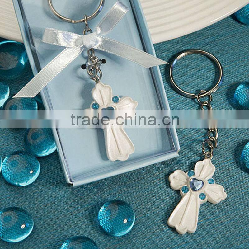 Pink - blue crown themed princess metal keychain for baby showers