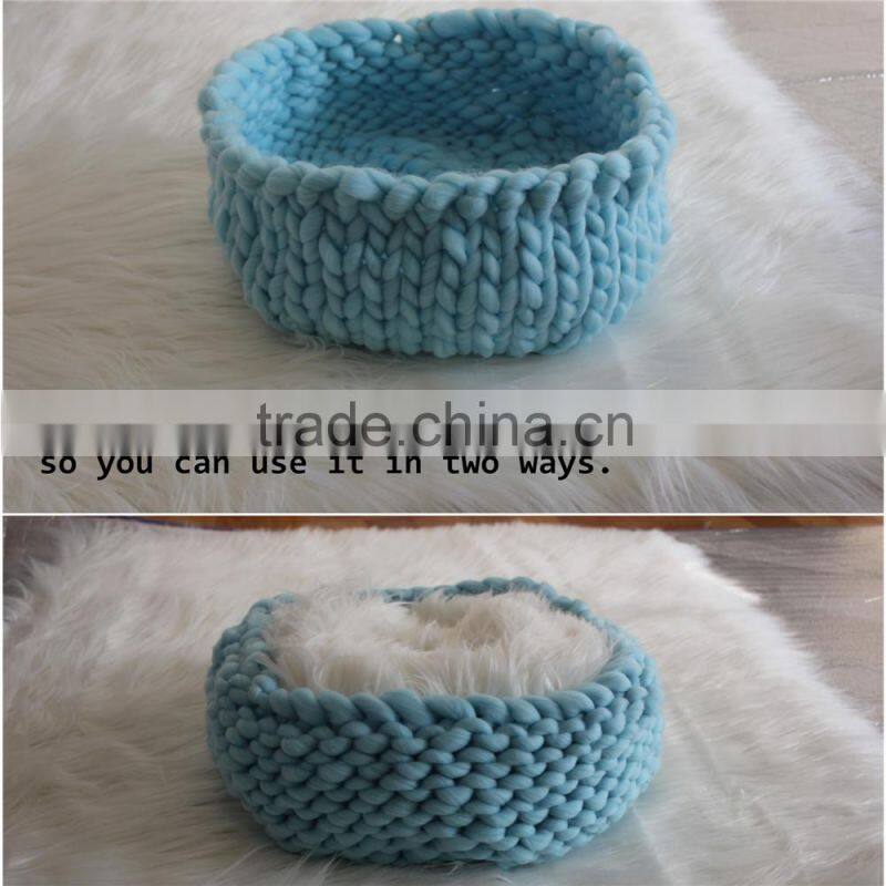 Various Colors Knitted Thick Yarn Basket Baby Photography Bowl Unisex Baby Boy Girl