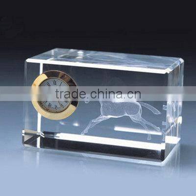 Crystal Desk Clock With Crystal Base For Table Decoration